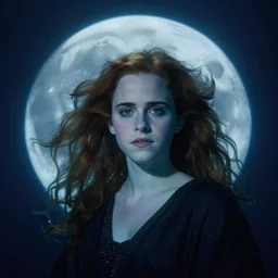 dark underwater portrait of the moon queen of the ocean by emma watson, 8 5 mm