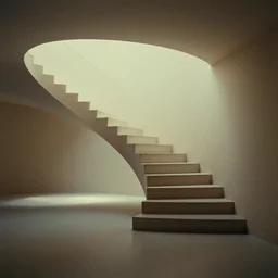 noisy color photograph of a retrofuturist liminal space, staircase to the surface, minimalist, cinematic, soft vintage glow