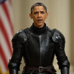 movie still of barack obama in black knight