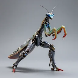 Cybertronic robotic mantis with led lights, high detail steam punk, Sigma 85 mm f/1.4, artstation, cgsociety
