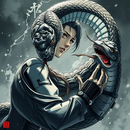 edo - era illustration, snake from metal gear, dramatic pose, 4 k, highly detailed