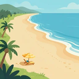 a 2 d beach location, design, vector art, digital art, 4 k, 8 k, sharp focus, smooth, illustration, concept art