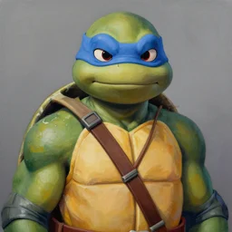 portrait of michaelangelo the ninja turtle, painted by michaelangelo