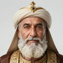 a close up portrait of an old Sultan Saladin, art station, highly detailed, concept art, sharp focus, illustration in pen and ink, wide angle, by Kentaro Miura