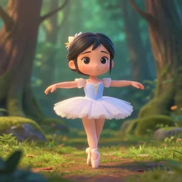 chinese prima ballerina as nendoroid walking in a forest in the croods movie style, anime, disney, pixar, 8 k, hd, dof, kodak film, volumetric lighting, subsurface scattering, photorealistic, octane render, details