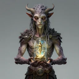a misshapen creature with the oracle of time in his hands, greg rutkowski artstation, hyperrealist, cinema4D