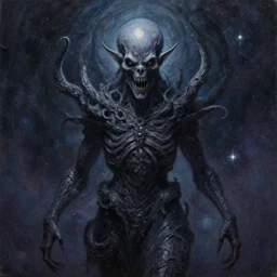 twitch streamer burke black, cosmic horror painting, elegant intricate oil on canvass painting, heavy impasto, artstation concept art by mark brooks and brad kunkle detailed