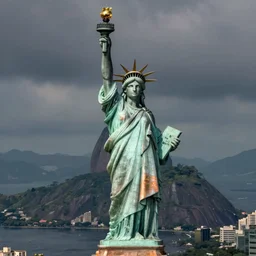 photo of the statue of liberty as a brazillian in rio de janeiro, copper cladding