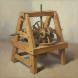 an impressionistic painting of a wooden machine that is unrecognizable and hard to understand