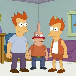 still of Fry, Bender and Leela from (Futurama (1980) in Back to the Future (1985)