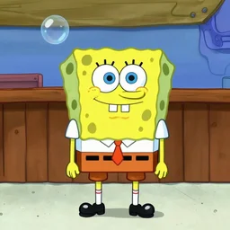 [ bubble bass ] from the show'spongebob squarepants'standing at trial in front of jury, in orange prison uniform