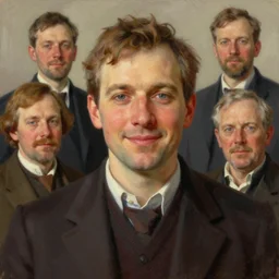 photo of carl larsson with simple smile paint detailed digital artstation, portrait hd 4 k, y greg rutkowski and gaston bussiere and craig mullins and j. c. leyendecker, hd