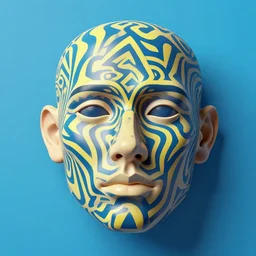 color studio photo of an impossible human face, optical illusion