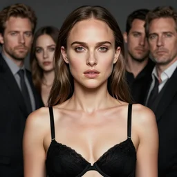 natalie portman with black bra portrait | | realistic shaded, unpleasant face, bad looking, fine details, realistic shaded lighting poster by greg, rutkowski, magali villeneuve, artgerm, jeremy lipkin and michael garmash and rob rey
