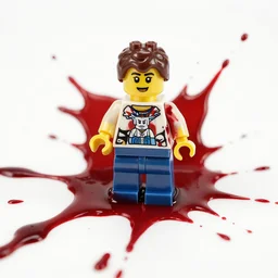 human blood splattered over lego set