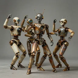 steampunk robots dancing by otto dix