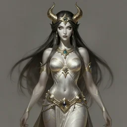 a highly detailed illustration of goddess ereshkigal, intricate, elegant, highly detailed, centered, digital painting, artstation, concept art, smooth, sharp focus, league of legends concept art, wlop