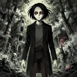 the end of the world as we know it, junji ito illustration, lovecraftian horror, epic composition, full - color