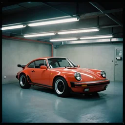 a single 1 4 8 0 porsche 9 1 1, inside of a tokyo garage, ektachrome photograph, volumetric lighting, f 8 aperture, cinematic eastman 5 3 8 4 film, movie still from bladerunner