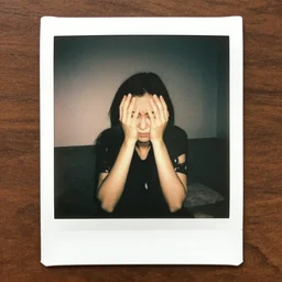 a polaroid photo of an unsettling and uncomfortable anxiety scene