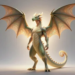 full figure beautiful young fit antrophomorphic male dragon, big symmetrical wings on the back, luminous scene, by greg rutkowski and alphonse mucha, d & d character, gradient yellow to red, in hell, highly detailed portrait, digital painting, artstation, concept art, smooth, sharp focus illustration, artstation hq