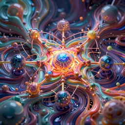 psychedelic fluid simulation in the latent surreal space where diffusion occurs, spiritual neural networks and with awareness of their own process, 8 k 3 d cry engine cinematic filmic full color volumetric lighting