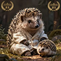 hedgehog in pyjamas with hedgehog