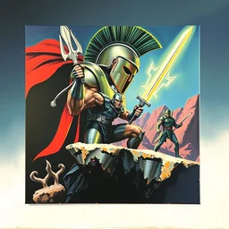 1 9 7 9 retro box art nes. commodore 6 4. mjolnir spartan halo. contra. artgerm. coherent. keith parkinson. oil on canvas