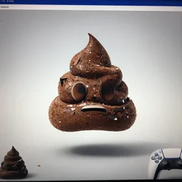a picture of a poop emoji floating in the air, a screenshot by Beeple, cgsociety, nuclear art, made of trash, playstation 5 screenshot, cryengine,
