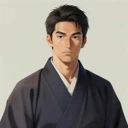 A realistic anime portrait of a handsome japanese man with a human face wearing a kimono, digital painting, by Stanley Artgerm Lau, WLOP, and Rossdraws, digtial painting, trending on ArtStation, deviantart