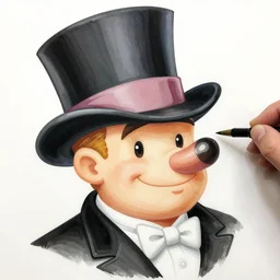 top hat cartoon, an airbrush painting by anne stokes, featured on dribble, lyco art, airbrush art, detailed painting, outlined art