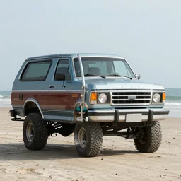1994 Ford bronco driving on the beach