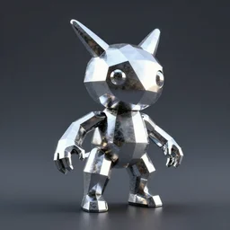 a metallic crystal creature, 4K HD, low poly