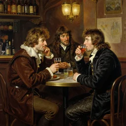 arthur pendragon and attractive merlin go to a pub together to have some drinks. highly detailed painting by gaston bussiere, greg rutkowski, j. c. leyendecker 8 k