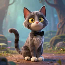 3d render cinematic A Cat Artwork by Tim Burton, blender, pixar