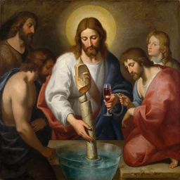 painting of jesus turning water into wine