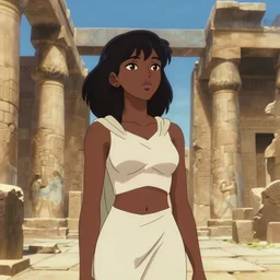 a anime still of a black woman exploring ancient egypt ruins,madhouse