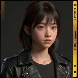 clothed, worksafe. instagram photo, kodak portra. by wlop, ilya kuvshinov, krenz cushart, greg rutkowski, trending on pixiv. zbrush sculpt, octane, maya, houdini, vfx. close - up face of a young cute teen japanese filipino girl wearing leather jacket. digital painting. cinematic dramatic atmosphere, sharp focus, volumetric lighting.