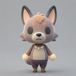 a cute chibi werewolf animal crossing villager. animal crossing character. 3 d render, 3 d model rip, simplified, symmetry, hq, artgerm, arstation,