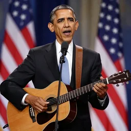 barack obama playing the national anthem on guitar