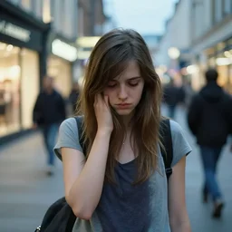 an emo girl at a british shopping precinct at night, 2006, amateur