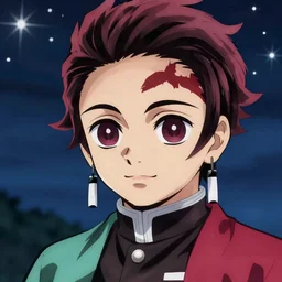 handsome guy in demon slayer art, night, stars, wonderful, anime style, 4k , detailed, detailed face, high quality, smooth, sharp focus, beautiful scene,