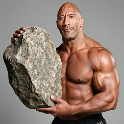 dwayne the rock johnson holding a rock
