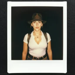 Polaroid image of Scarlett Johansson as Indiana Jones