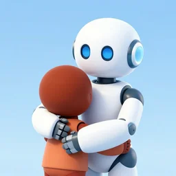 the friendly robot embracing the humanity, comic