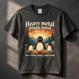 “vintage band tee shirt for a heavy metal pingu band”