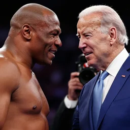joe biden crying whilest looking at mike tyson.