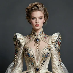 portrait of Lindset Graham wearing beautiful haute couture by Alexander McQueen, intricate, elegant, highly detailed, digital painting, artstation, concept art, smooth, sharp focus