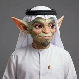 portrait sheikh mohammad ruler of dubai, drak fantasy goblin, head and torso only, studio quality, anime, studio ghibli, 4 k, master piece