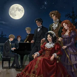 moonlight sonata, by james jean, by rossdraws, frank franzzeta, mcbess, sakimichan, brosmind, steve simpson